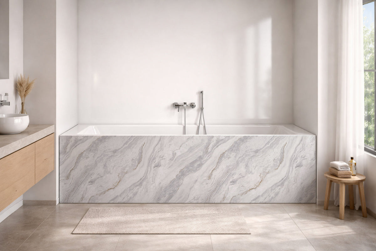 Badrückwand Marmoroptik