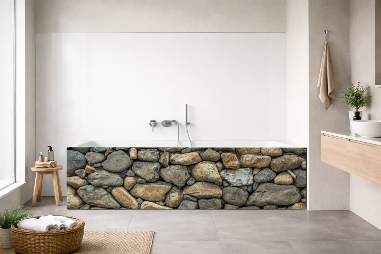 Badrückwand Steinoptik