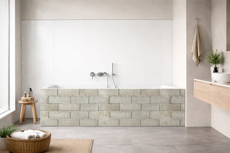Badrückwand Steinoptik