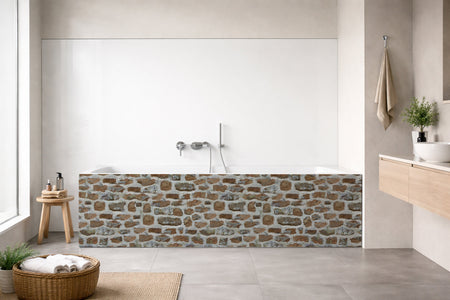 Badrückwand Steinoptik