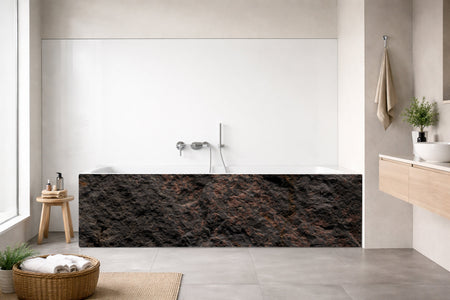 Badrückwand Steinoptik