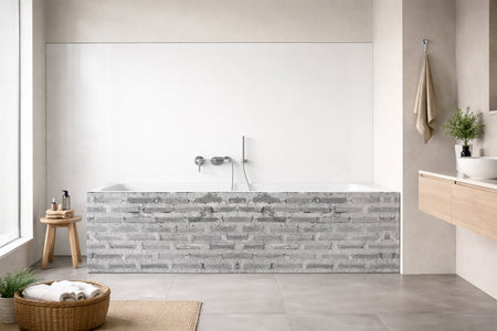Badrückwand Steinoptik