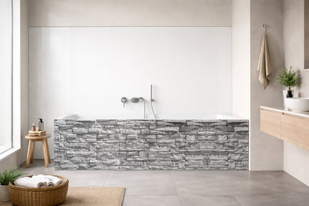 Badrückwand Steinoptik