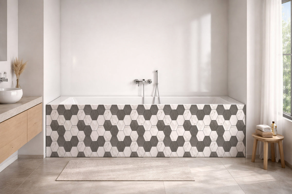 Badrückwand Fliesenoptik