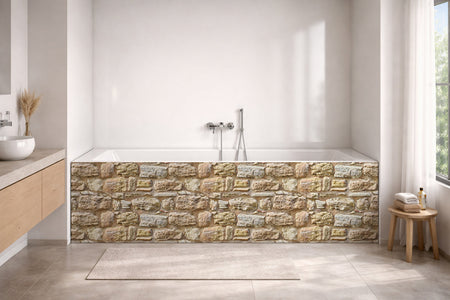 Badrückwand Steinoptik
