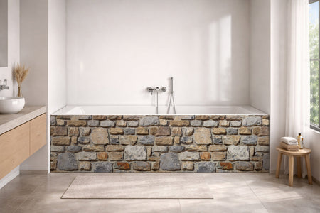Badrückwand Steinoptik
