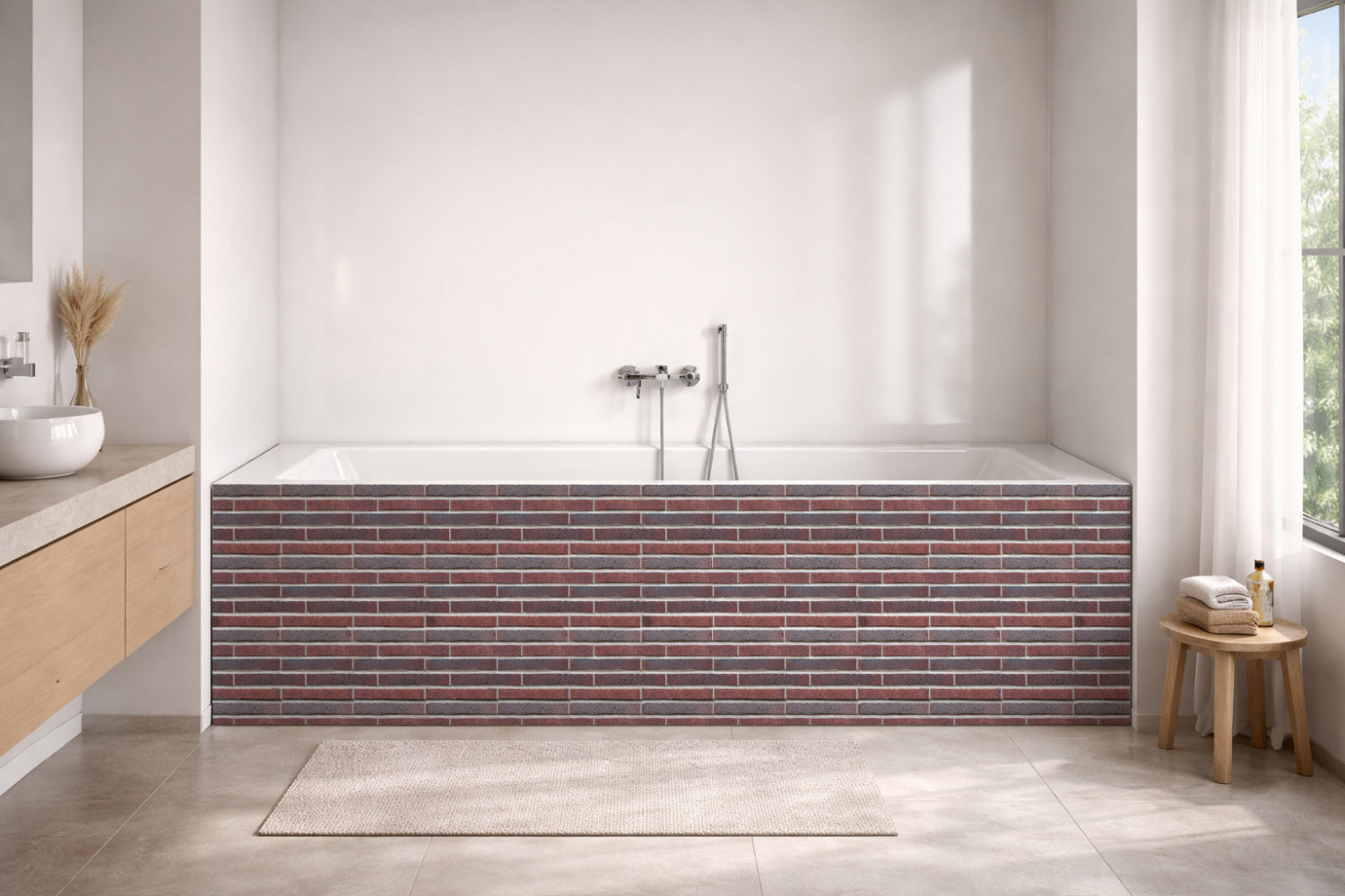 Badrückwand Steinoptik