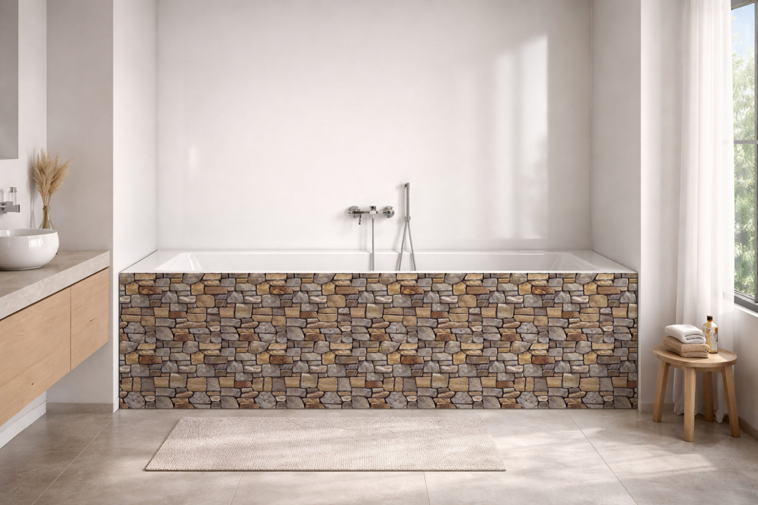 Badrückwand Steinoptik