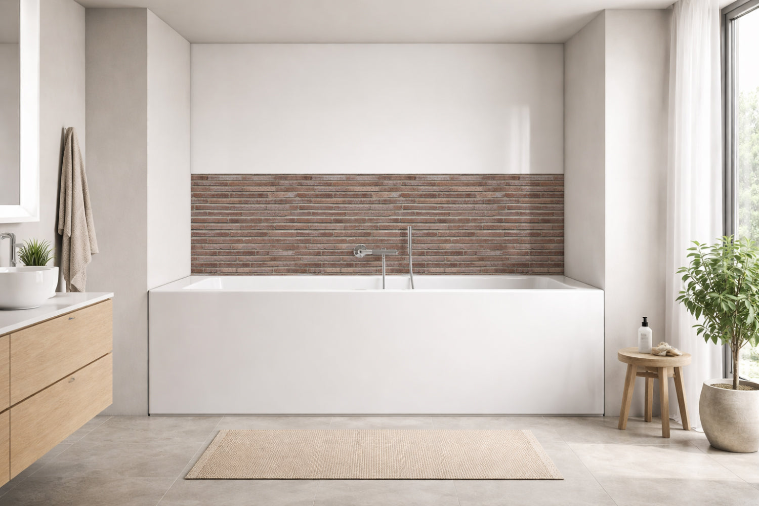 Badrückwand Steinoptik