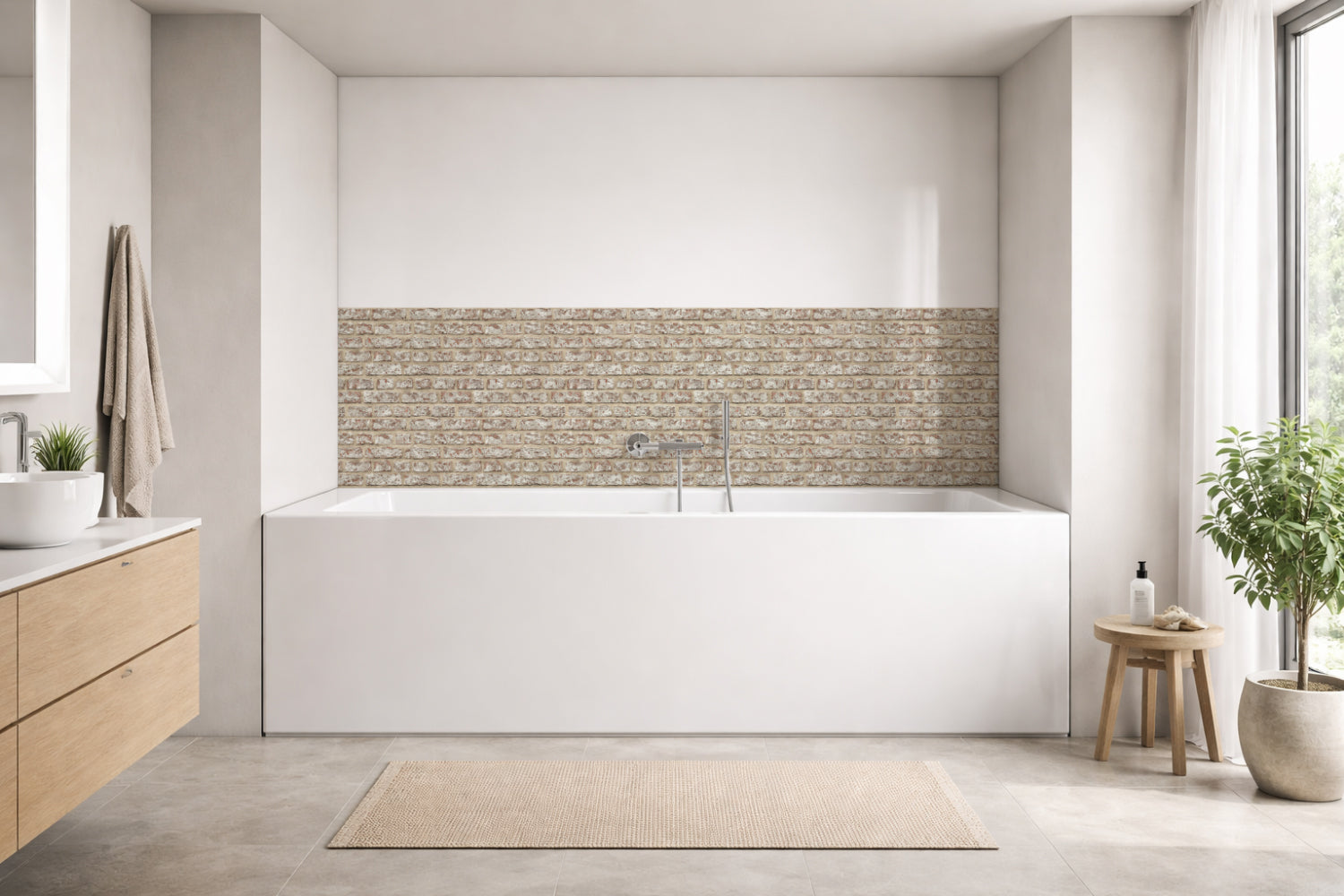 Badrückwand Steinoptik