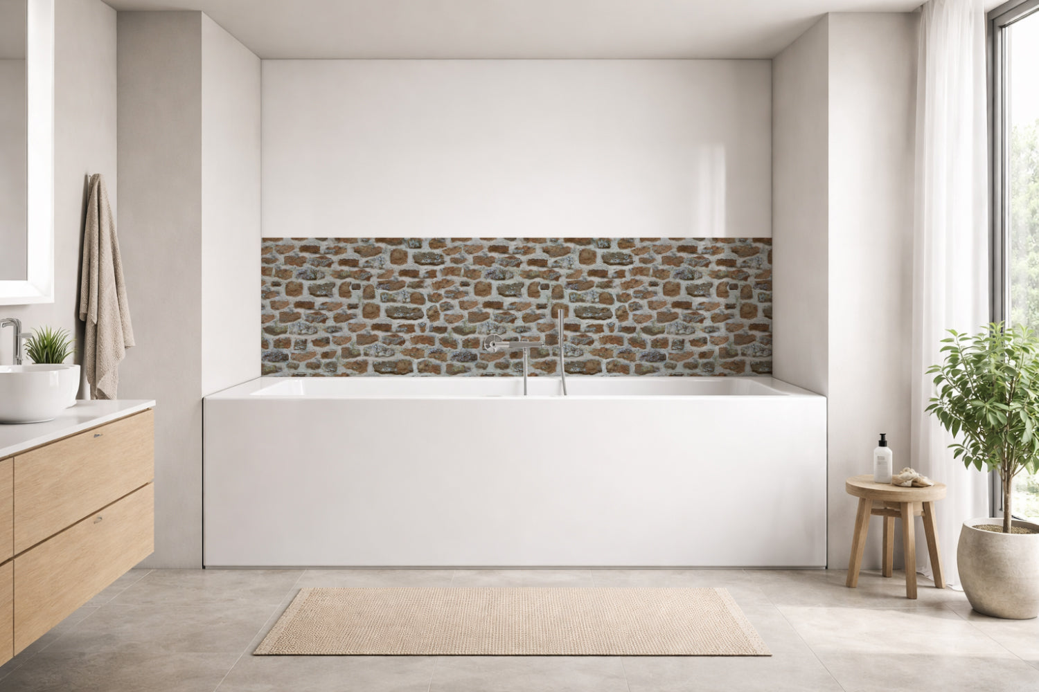 Badrückwand Steinoptik