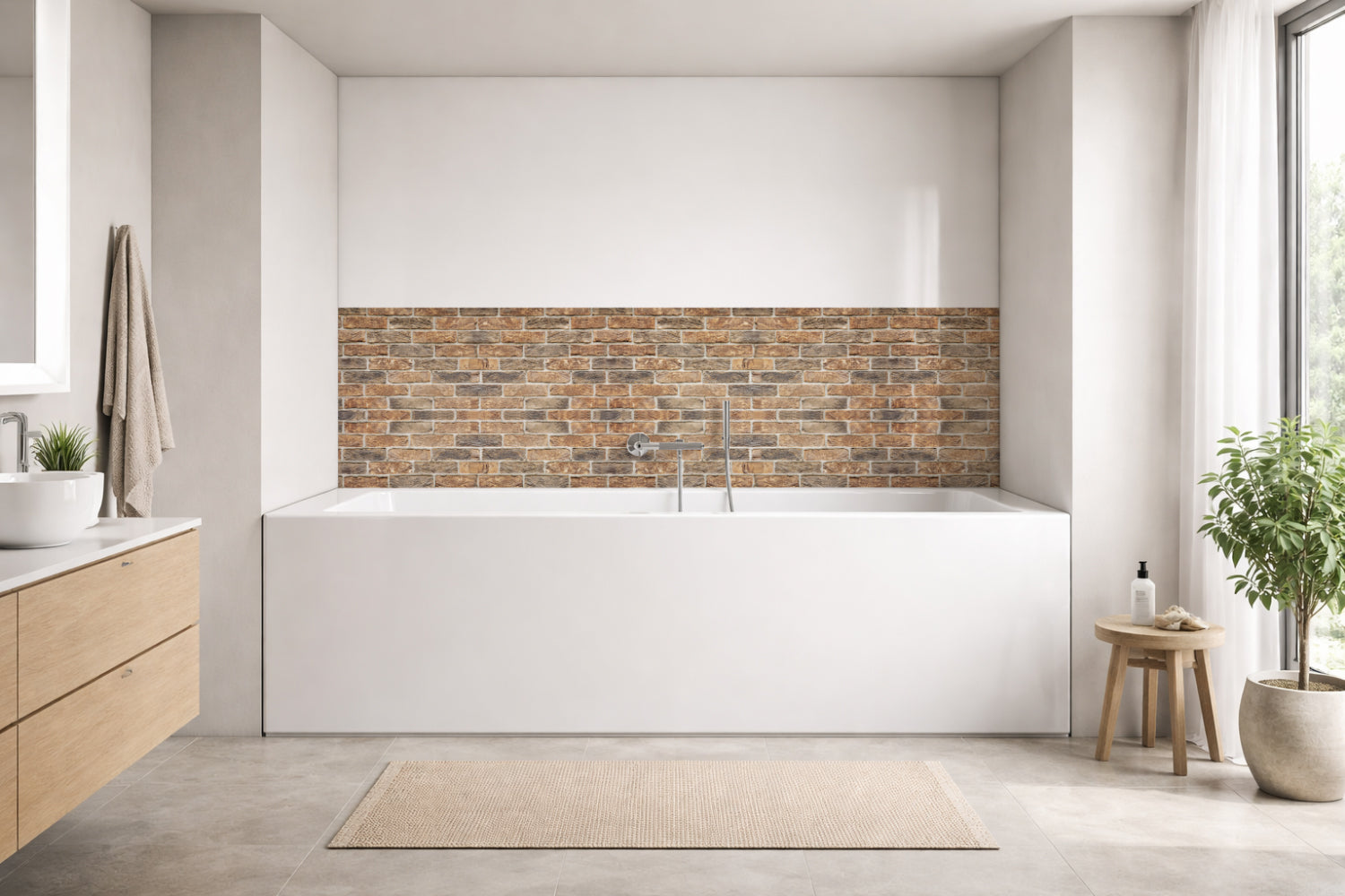 Badrückwand Steinoptik
