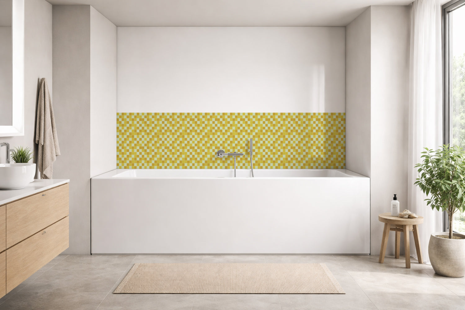 Badrückwand Fliesenoptik