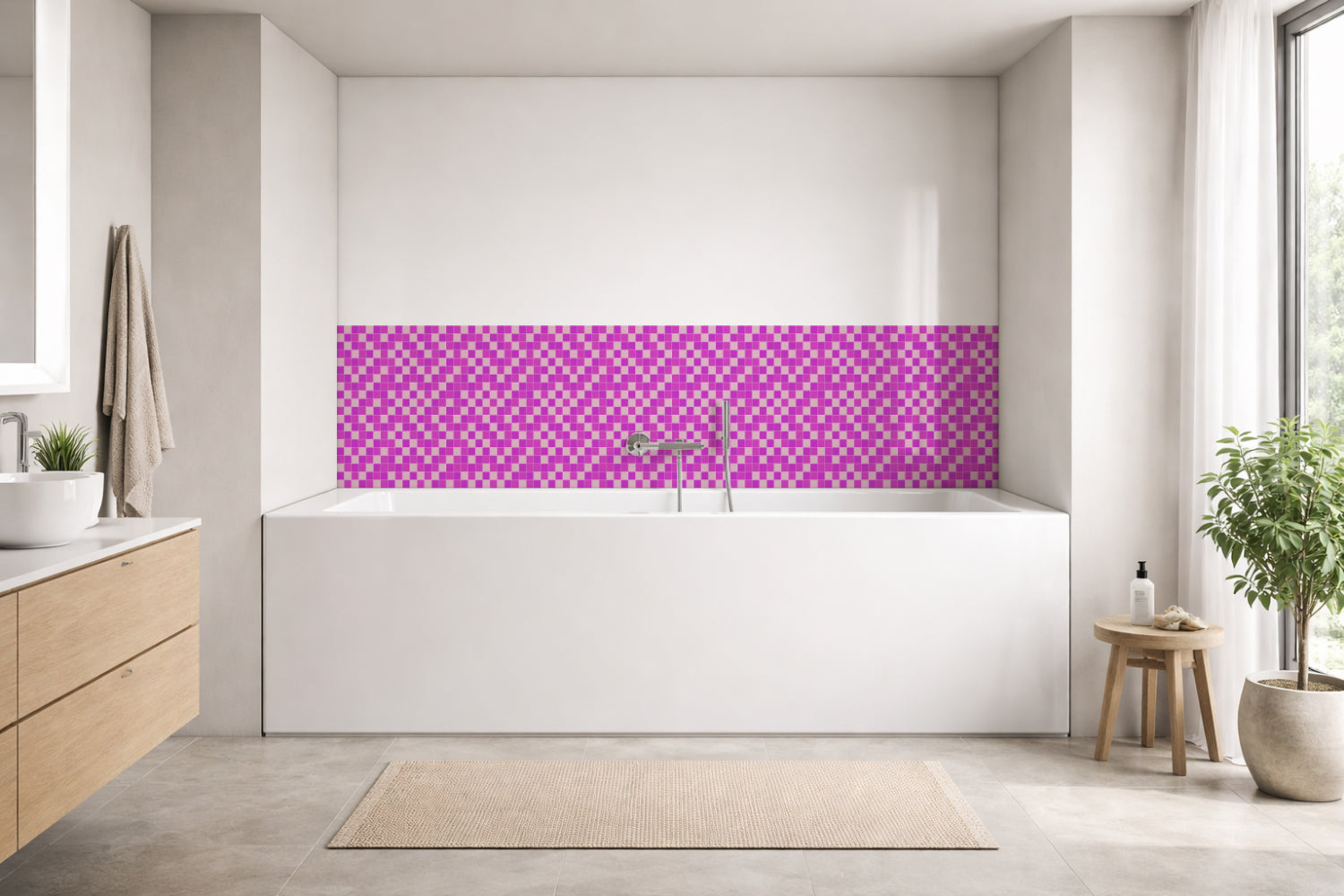 Badrückwand Fliesenoptik