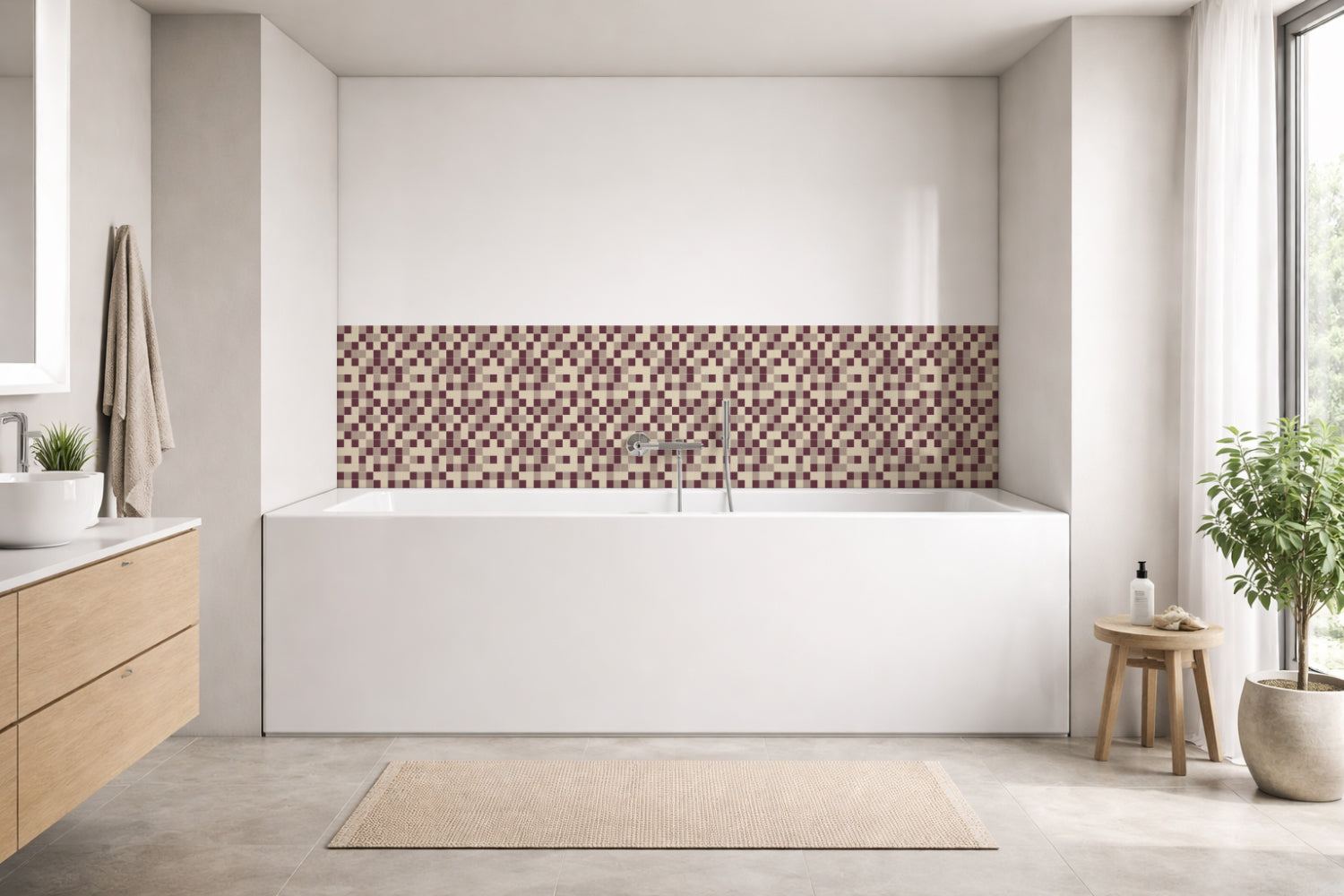 Badrückwand Fliesenoptik