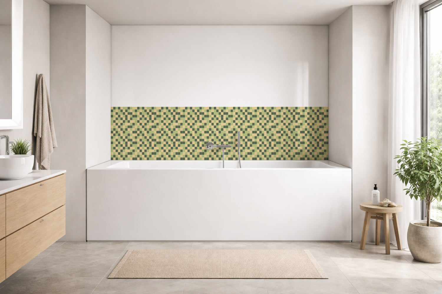 Badrückwand Fliesenoptik