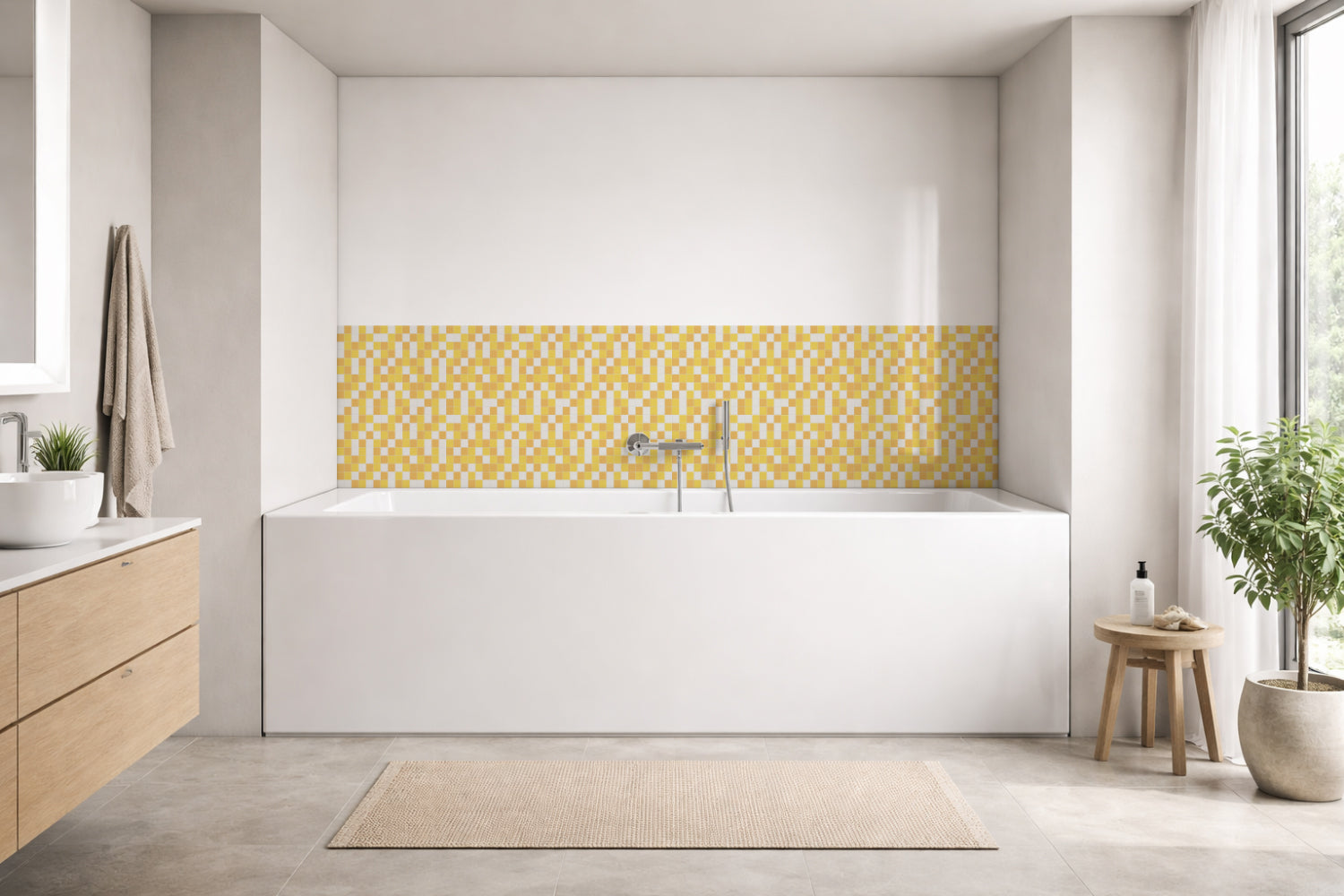 Badrückwand Fliesenoptik