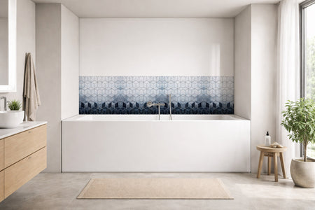 Badrückwand Fliesenoptik