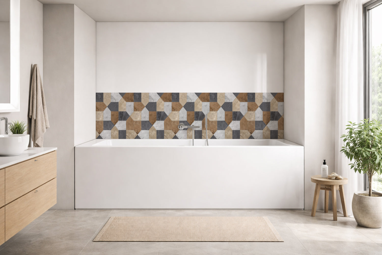 Badrückwand Fliesenoptik