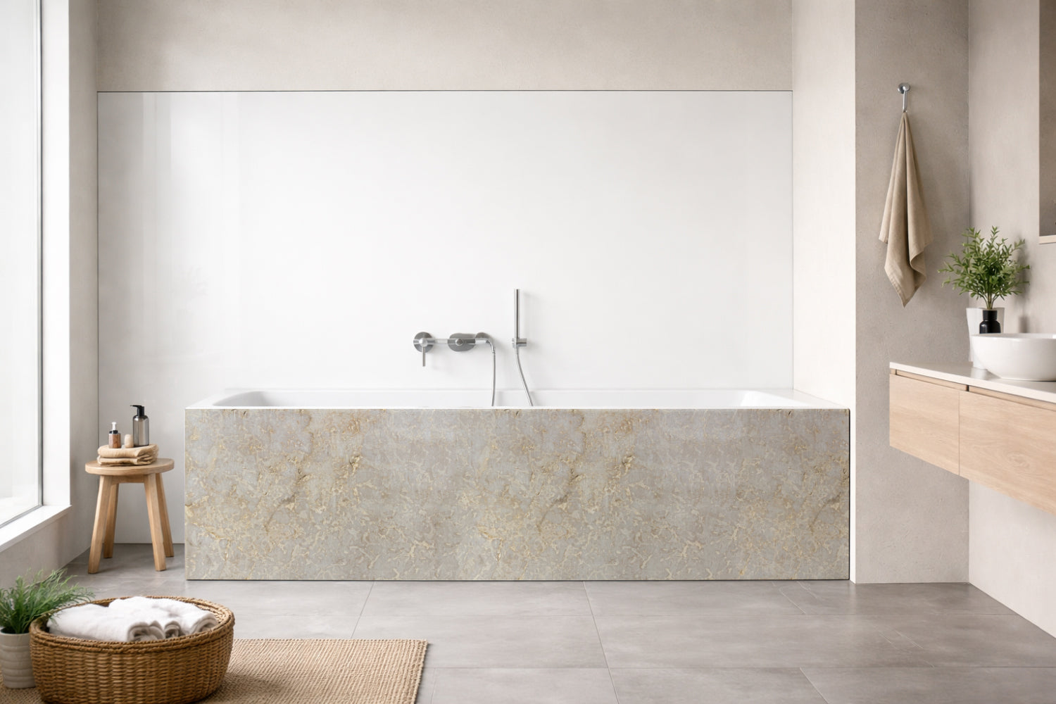 Badrückwand Marmoroptik