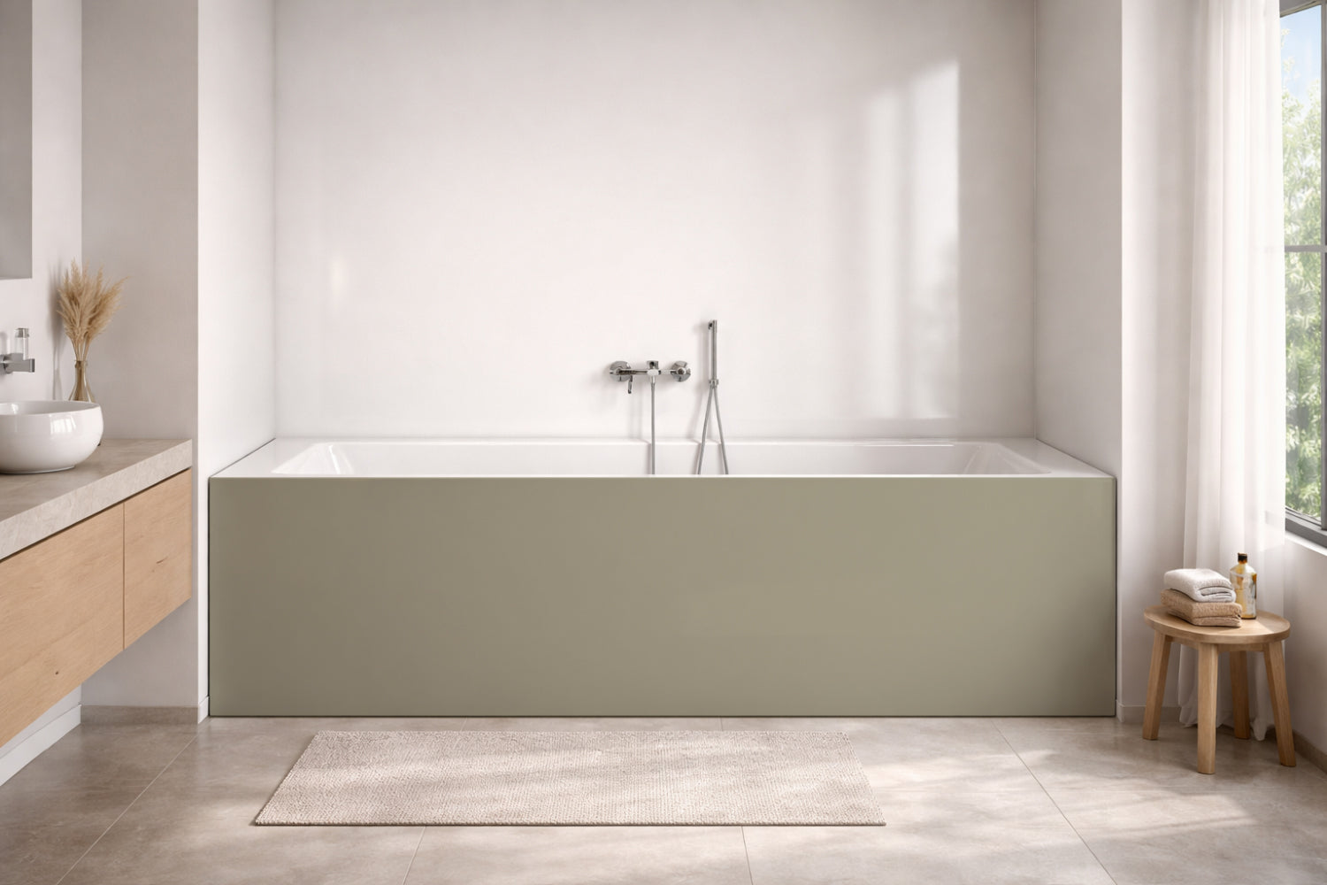 Badrückwand Einfarbig #A39F8B RAL 1035 (Perlbeige)