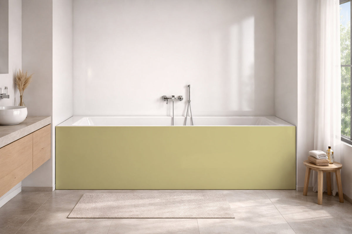 Badrückwand Einfarbig #CCC58F RAL 1000 (Grünbeige)