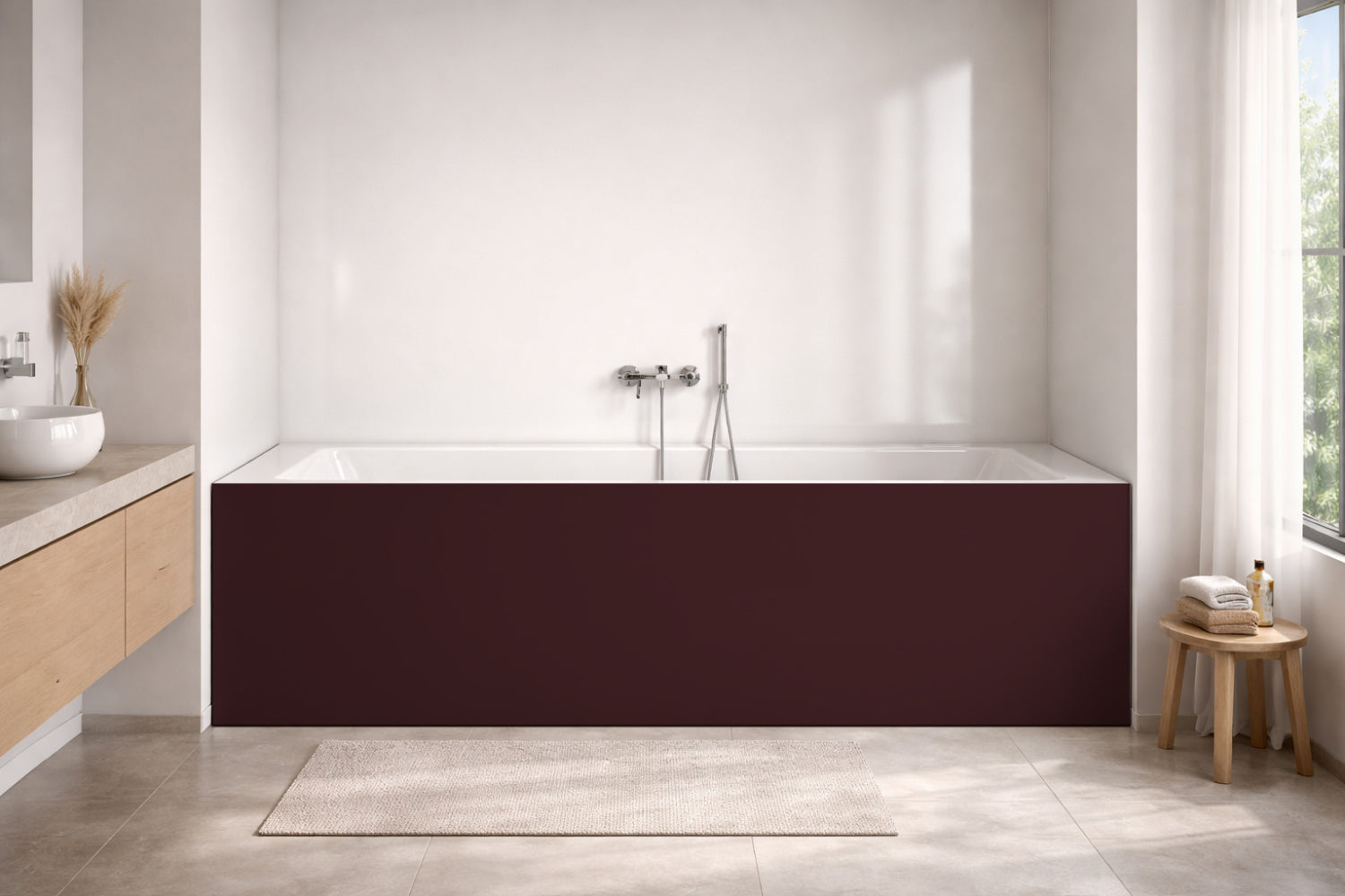 Badrückwand Einfarbig RAL 3007 Schwarzrot
