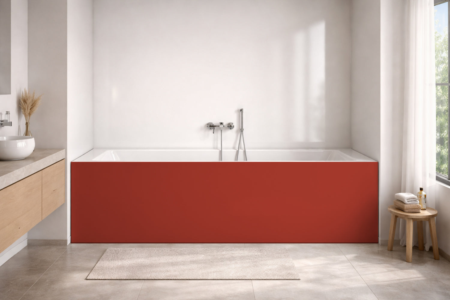 Badrückwand Einfarbig RAL 3013 Tomatenrot