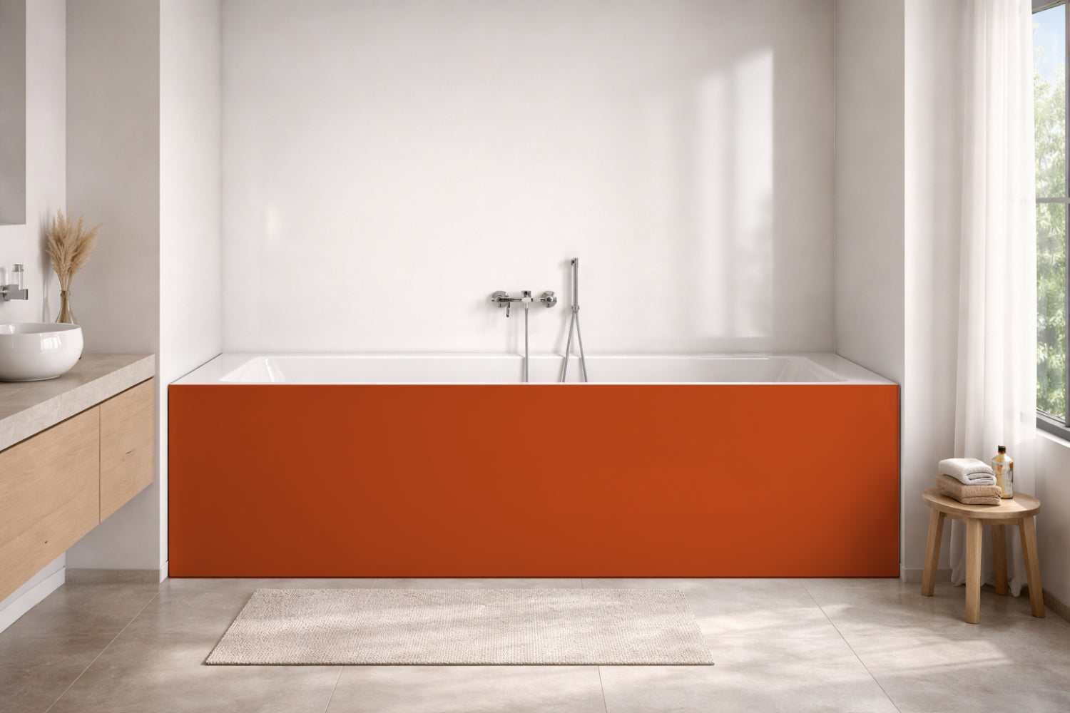 Badrückwand Einfarbig RAL 2001 Rotorange