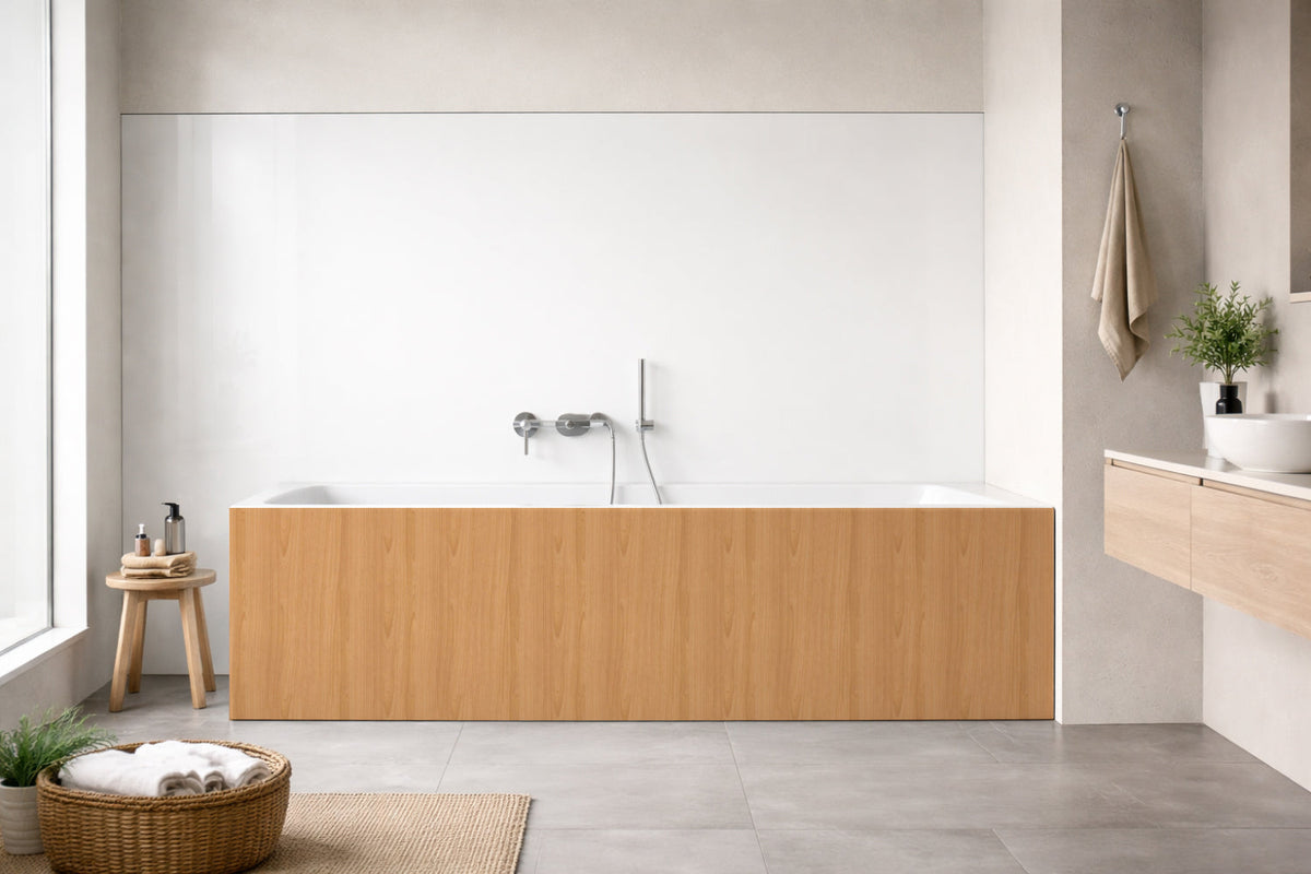 Badrückwand Holzoptik