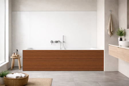 Badrückwand Holzoptik