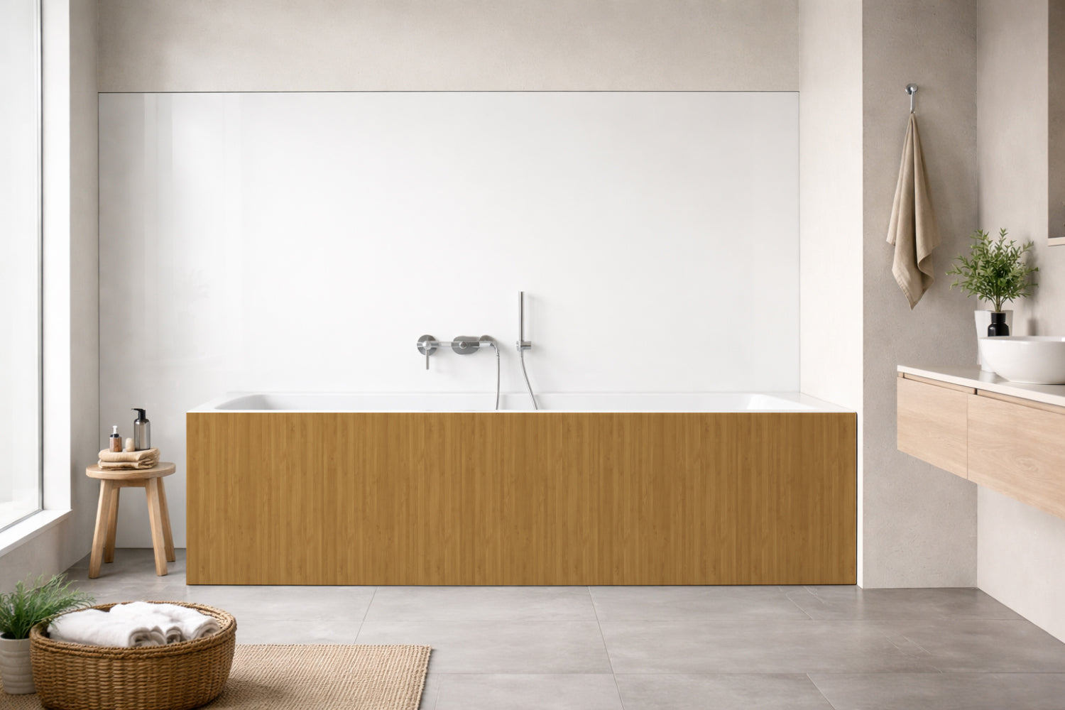 Badrückwand Holzoptik