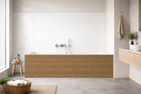Badrückwand Holzoptik