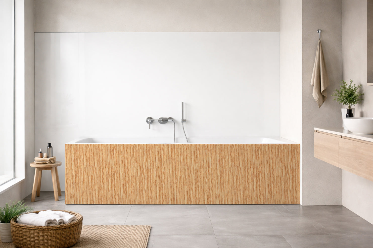 Badrückwand Holzoptik