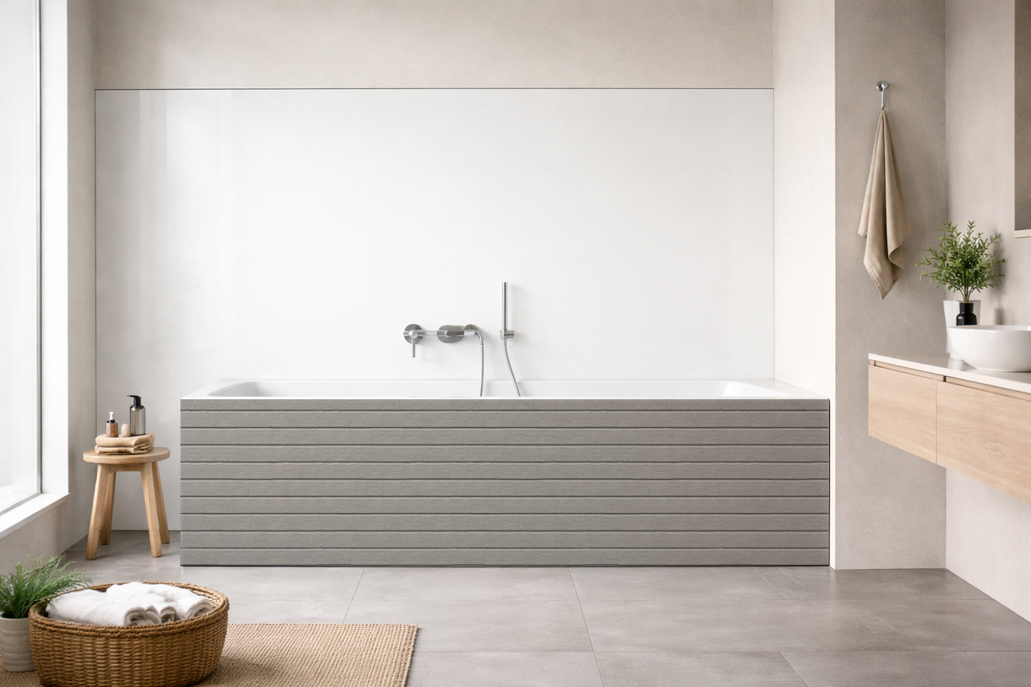 Badrückwand Holzoptik