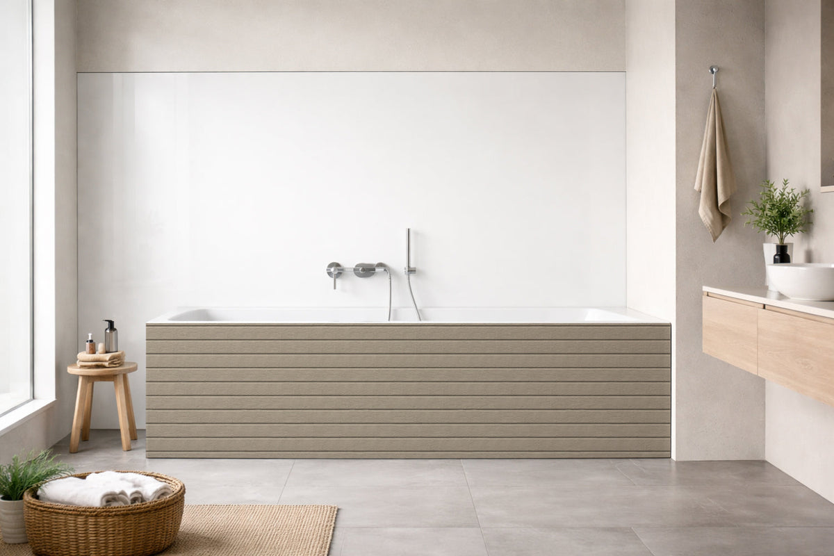Badrückwand Holzoptik