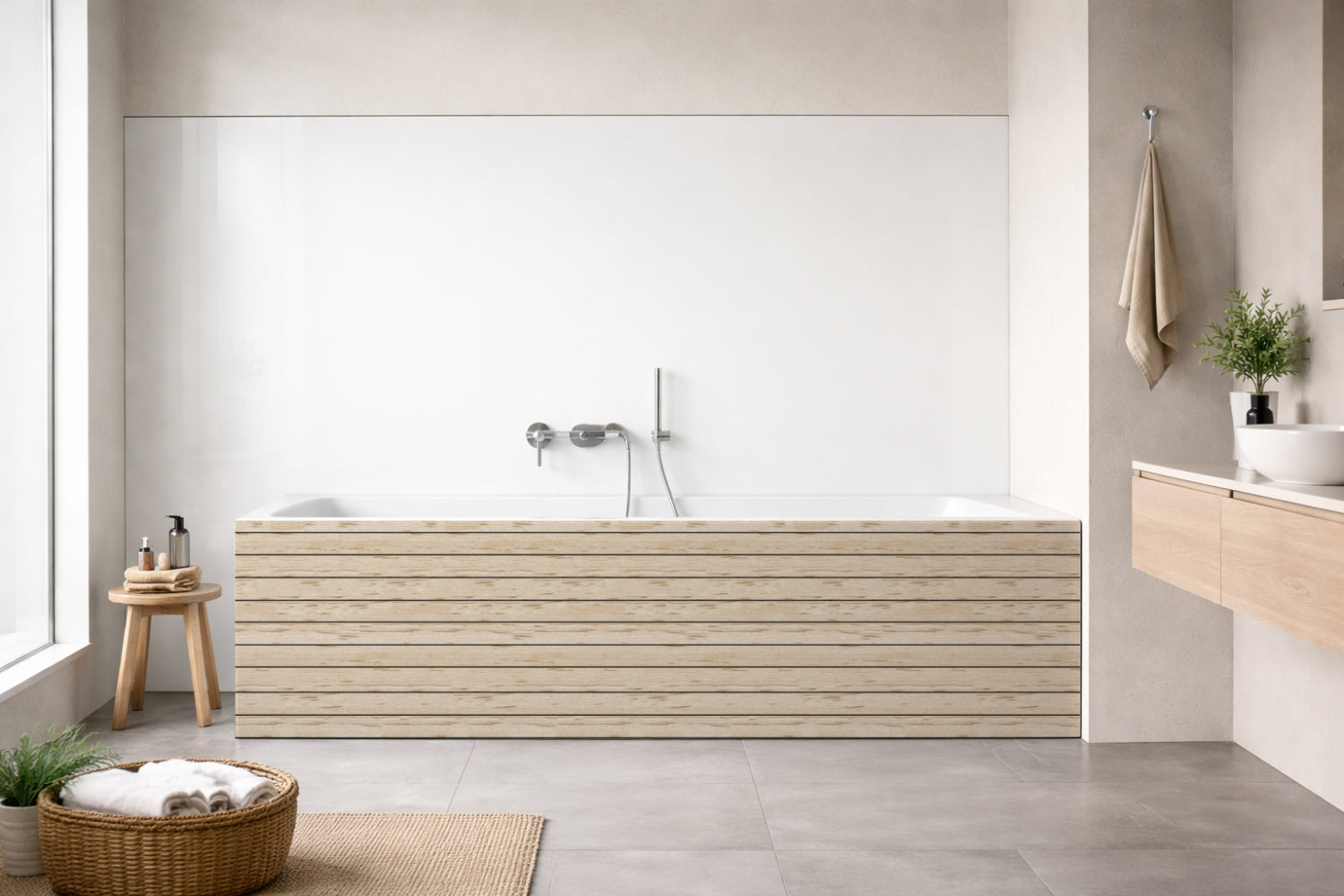 Badrückwand Holzoptik