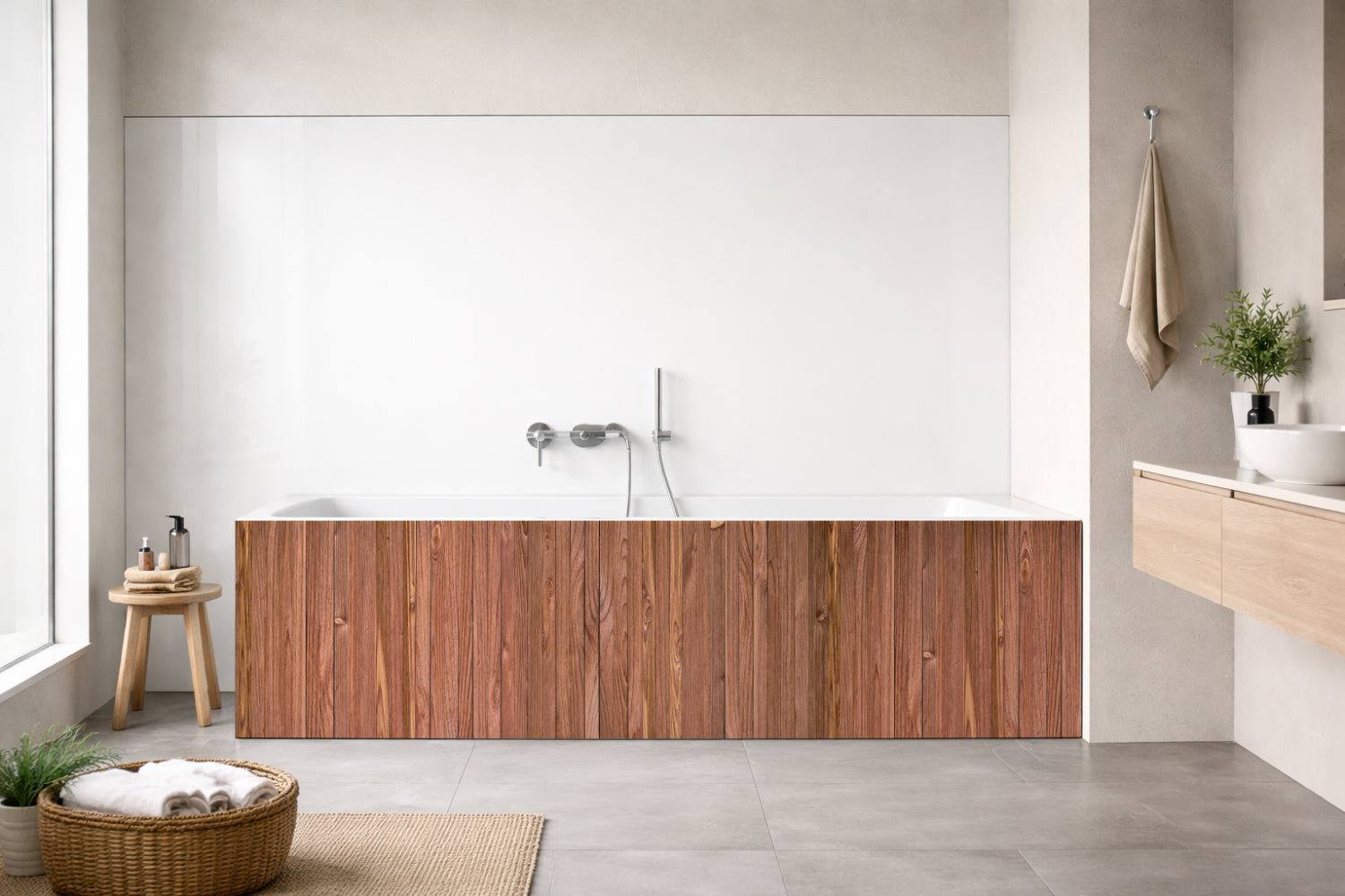 Badrückwand Holzoptik