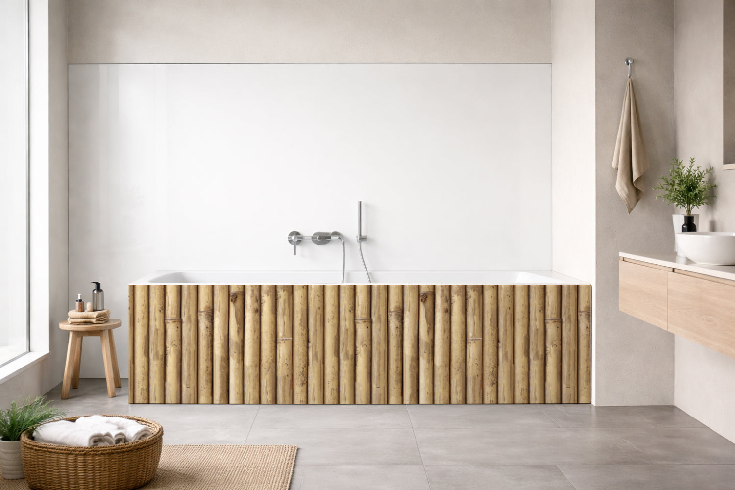 Badrückwand Holzoptik