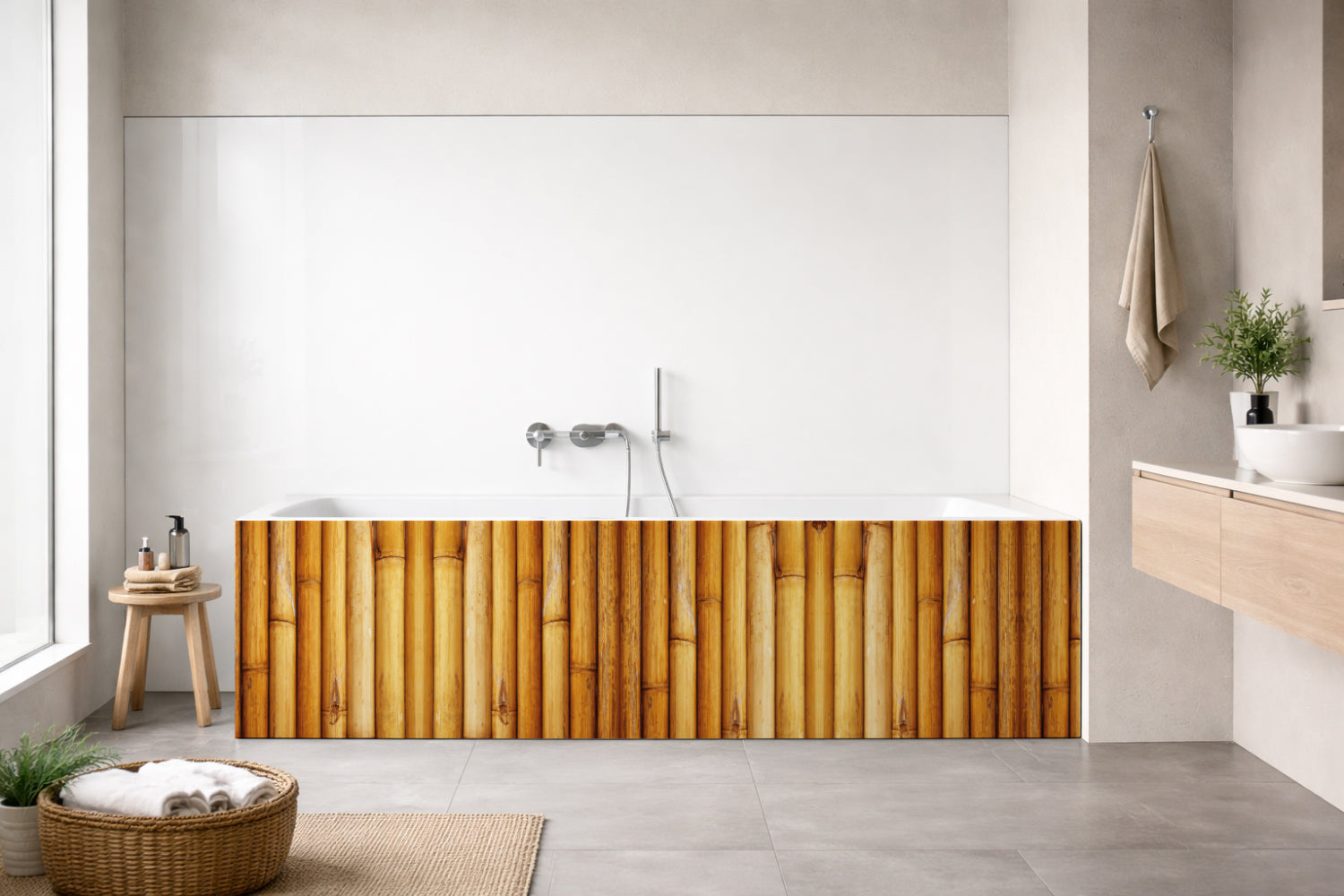 Badrückwand Holzoptik