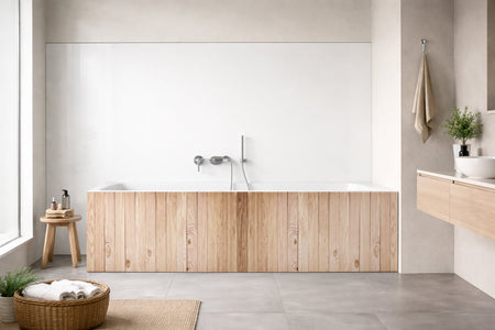 Badrückwand Holzoptik