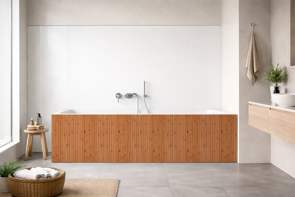 Badrückwand Holzoptik