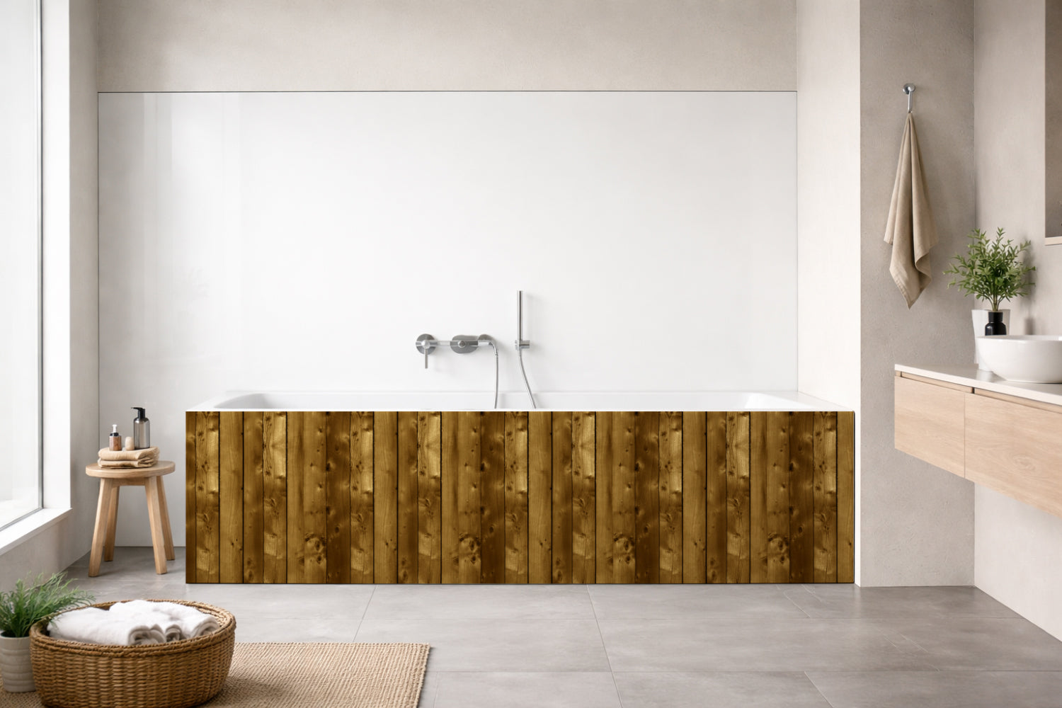 Badrückwand Holzoptik