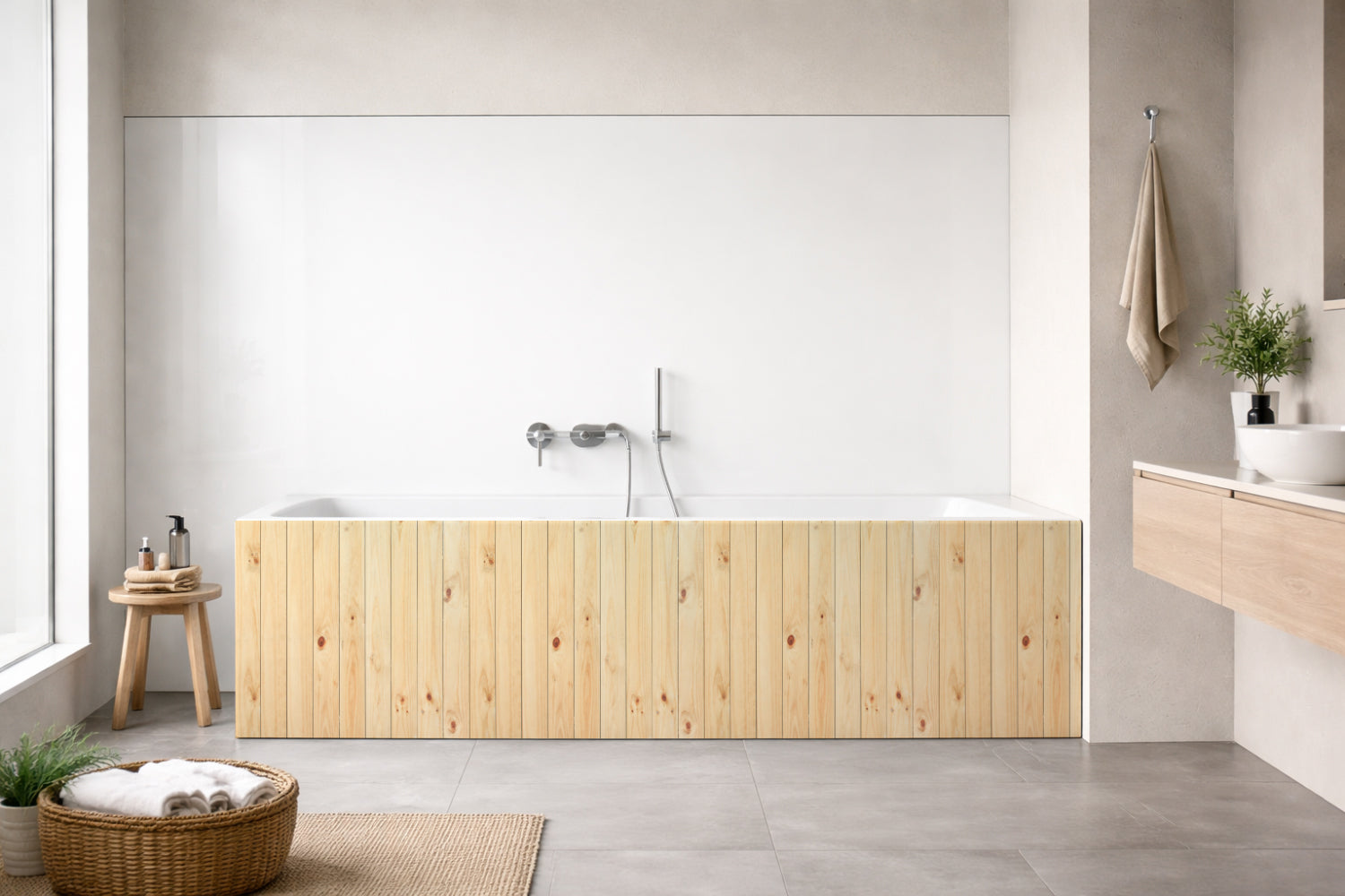 Badrückwand Holzoptik