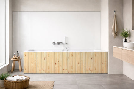 Badrückwand Holzoptik