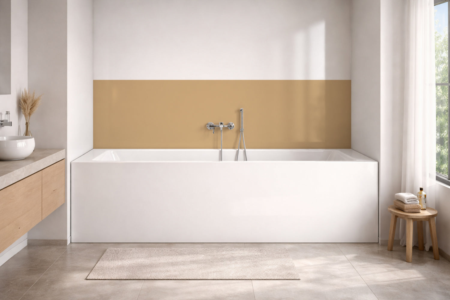 Badrückwand Einfarbig #D0B083 RAL 1001 (Beige)