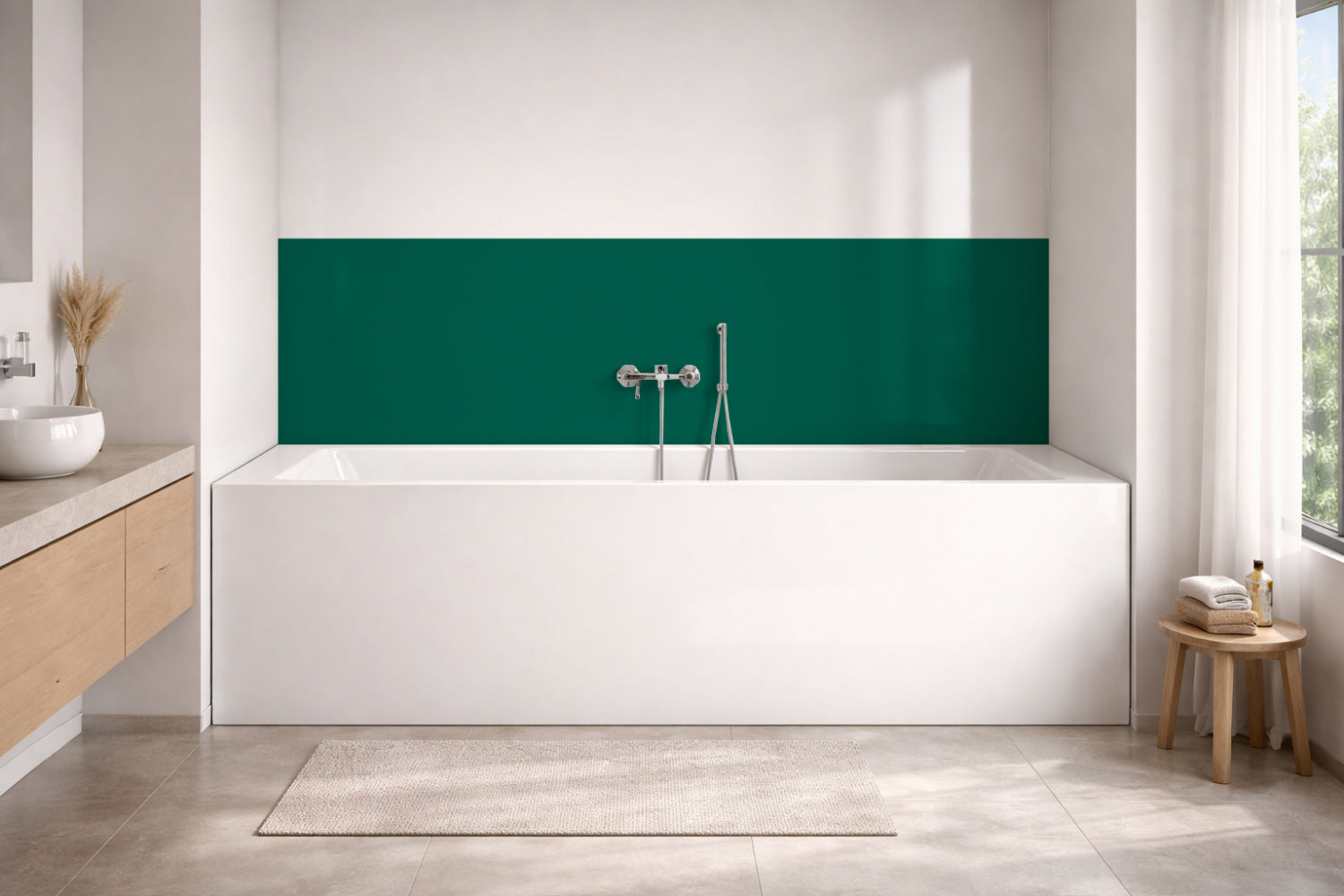 Badrückwand Einfarbig RAL 6026 (Opalgrün)