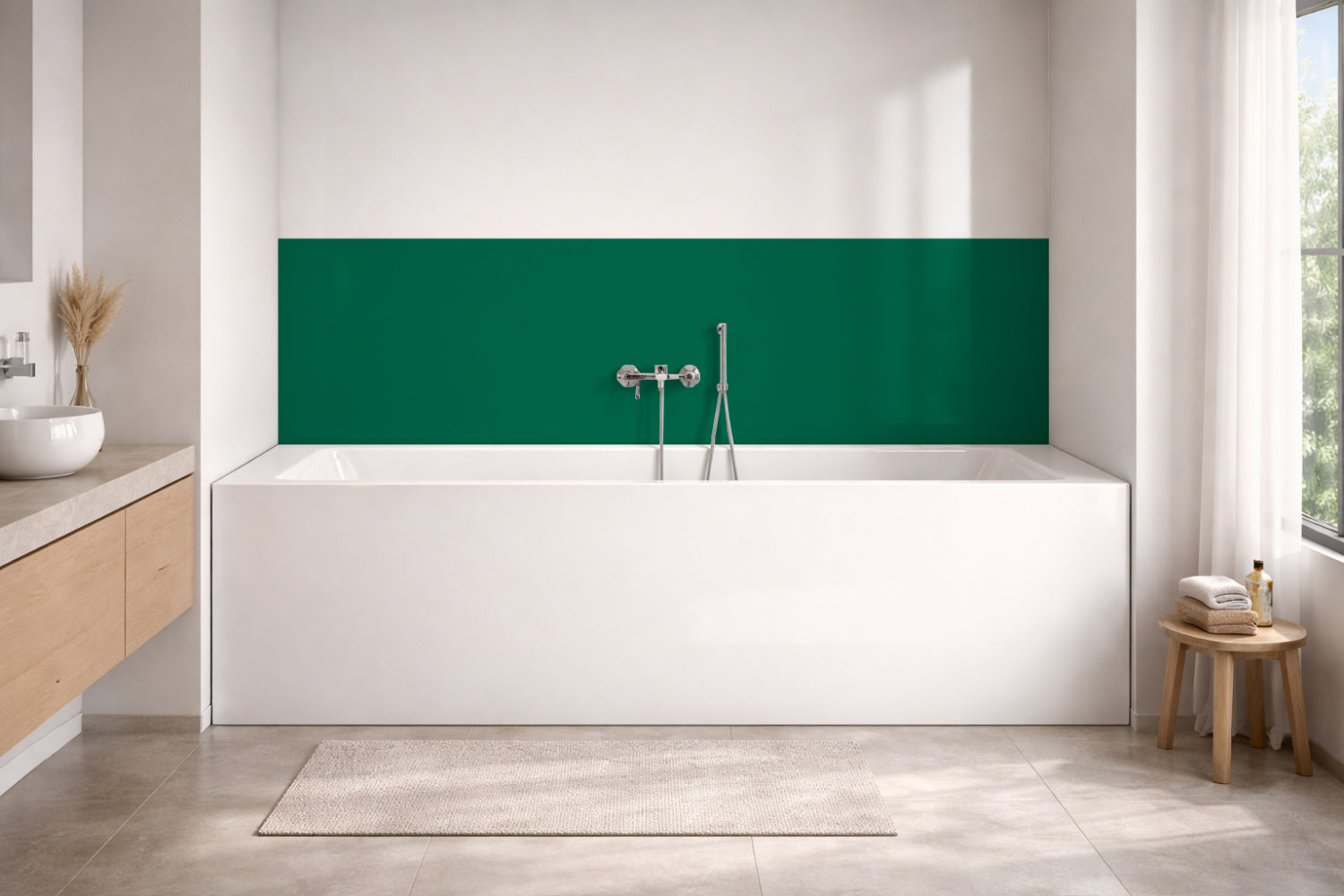 Badrückwand Einfarbig RAL 6016 (Türkisgrün)
