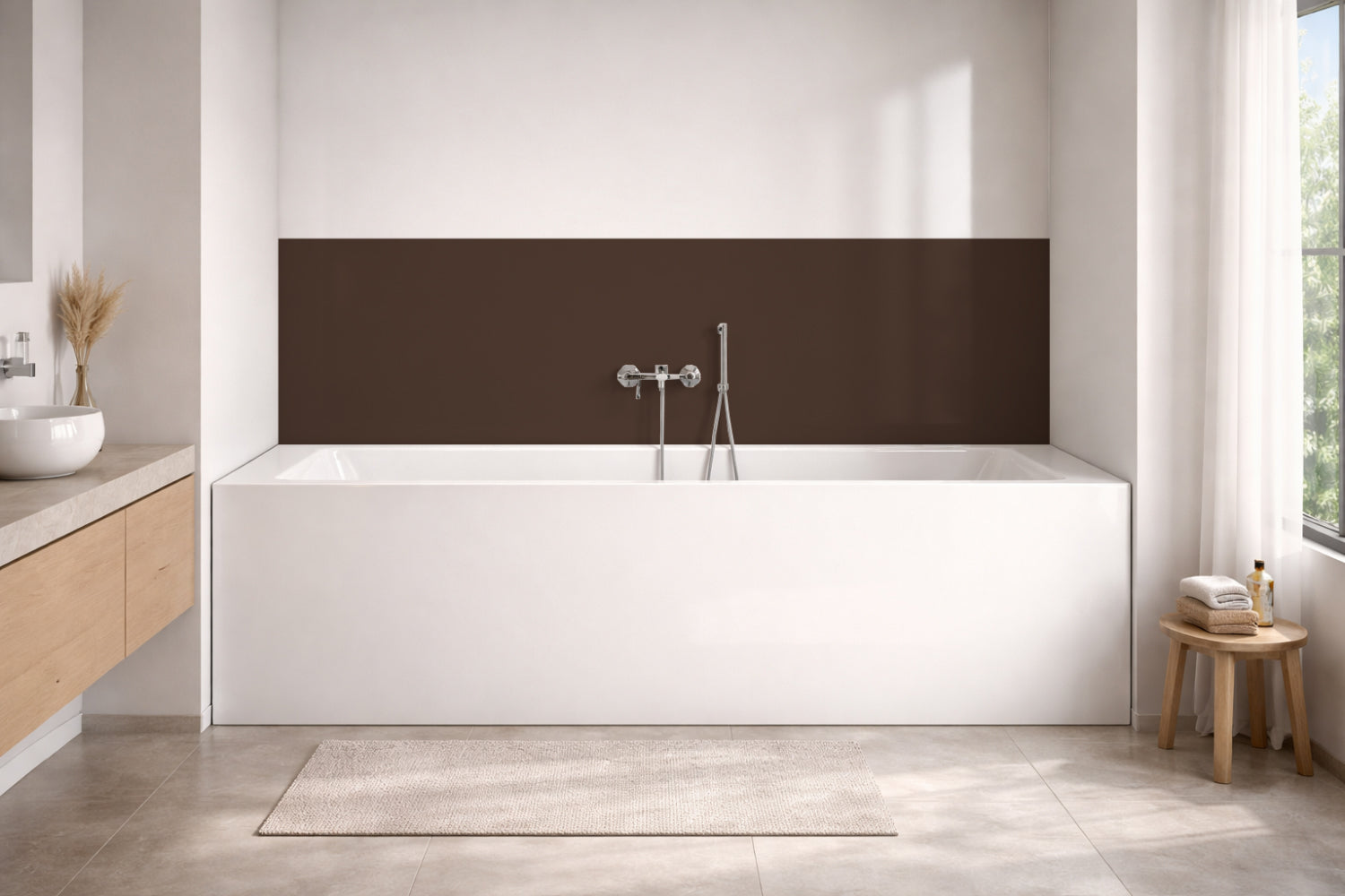 Badrückwand Einfarbig RAL 8028 Terrabraun