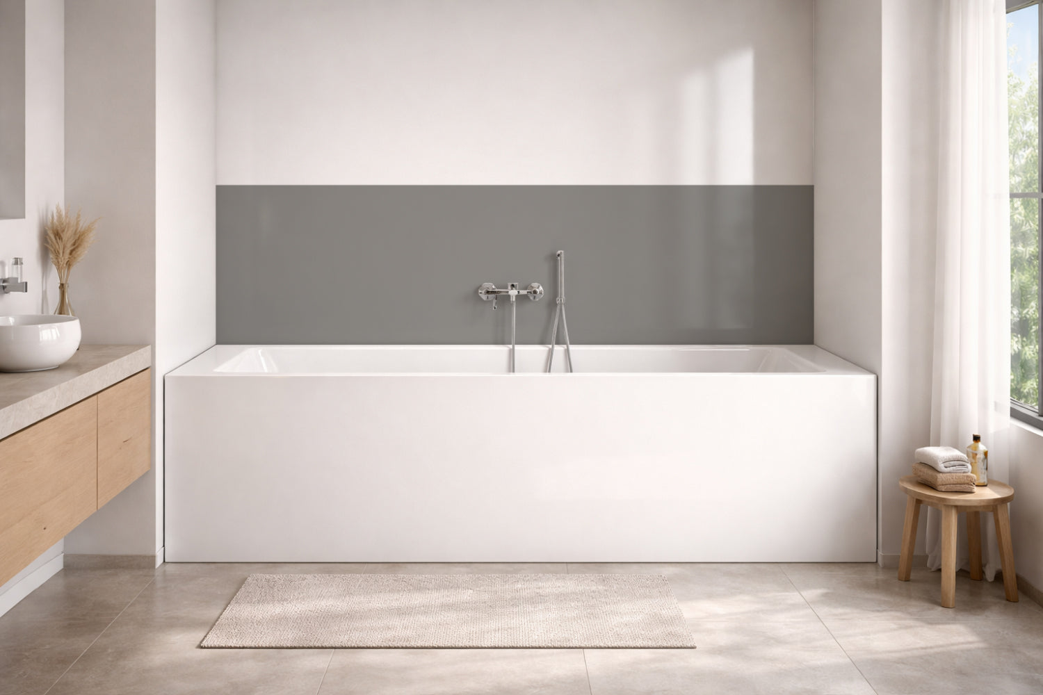 Badrückwand Einfarbig RAL 9007 Graualuminium